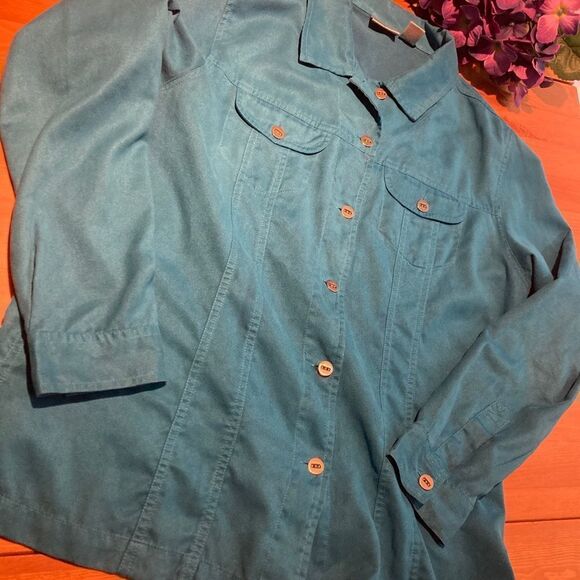 Chico’s Turquoise Suede-like Top - Picture 11 of 11